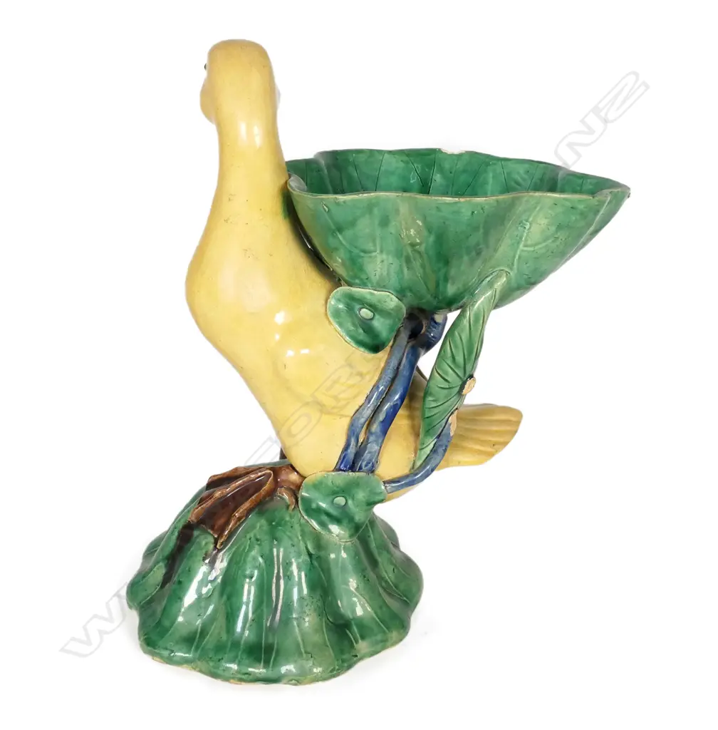 A 19thC Chinese ceramic sancai glazed duck Image 1++