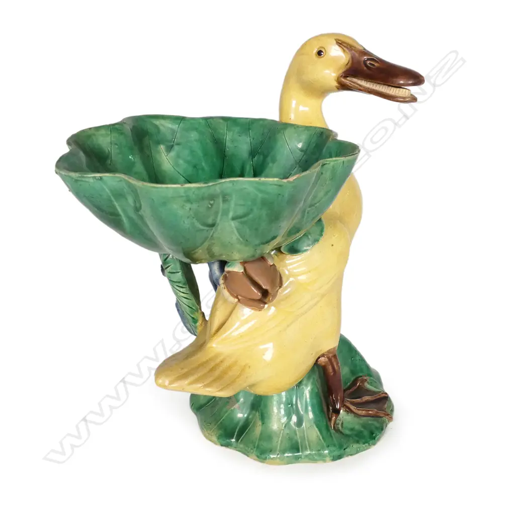 A 19thC Chinese ceramic sancai glazed duck Image 1++