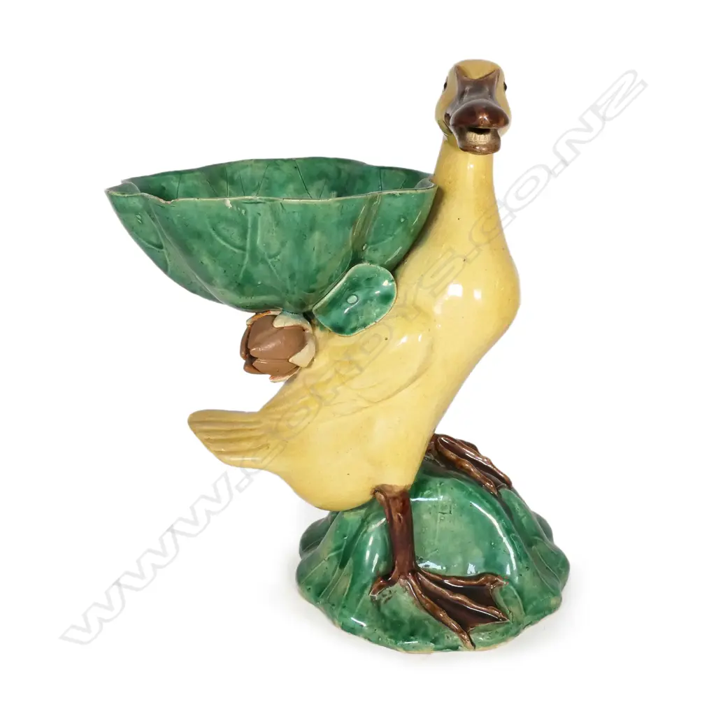 A 19thC Chinese ceramic sancai glazed duck Image 1++