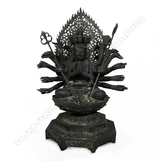 A large Japanese bronze of Kannon Bodhisattva