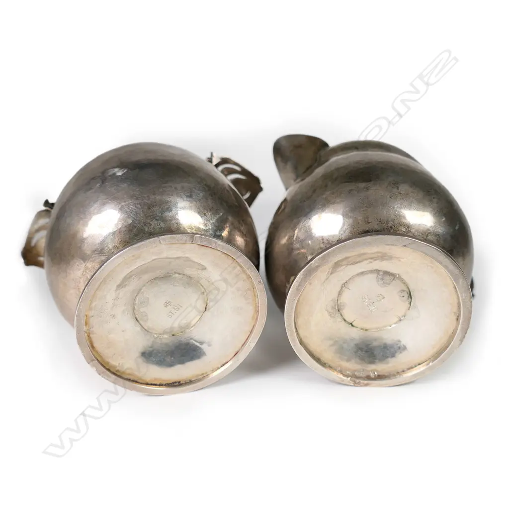 A rare New Zealand Arts & Crafts silver sugar and creamer by Marjorie R. Trenwith Image 1++