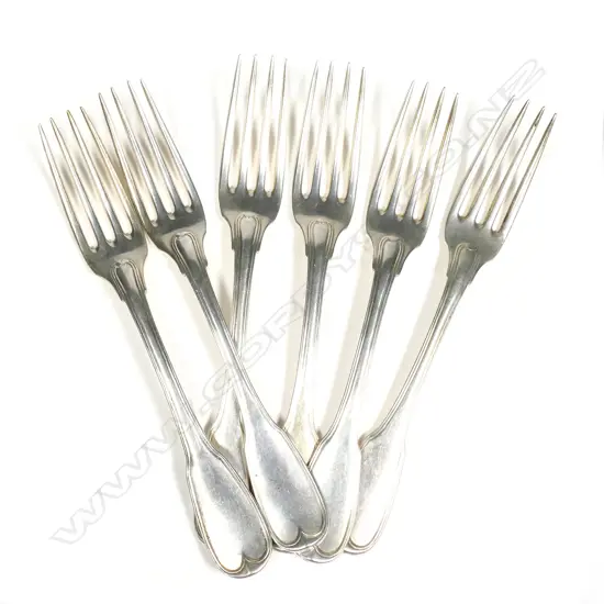 Six George III silver table forks