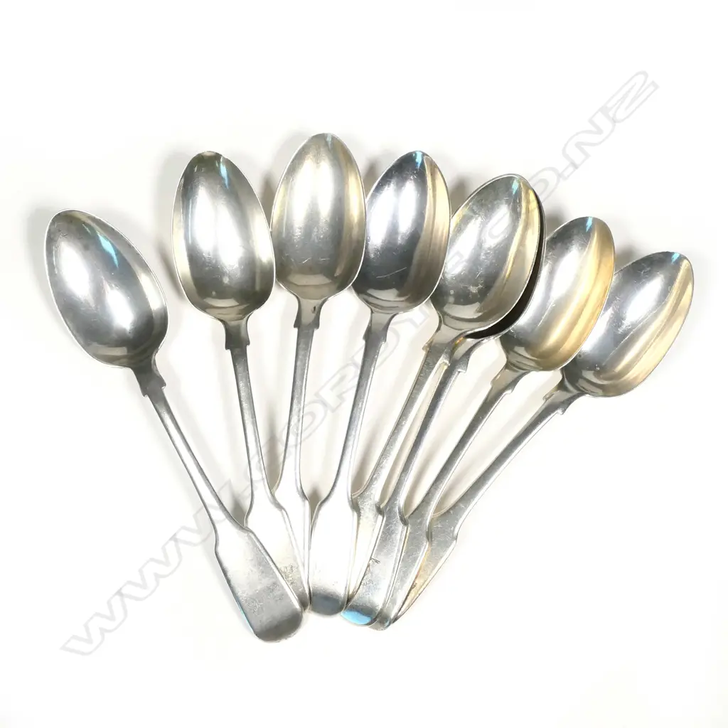 Six plus two Victorian silver dessert spoons Image 1++