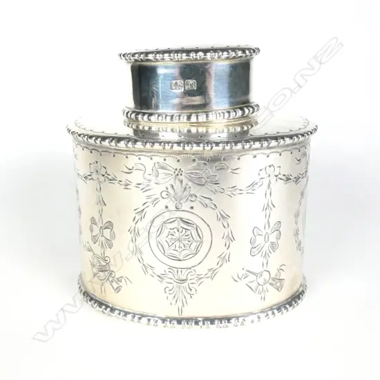 An early 1900s silver tea caddy