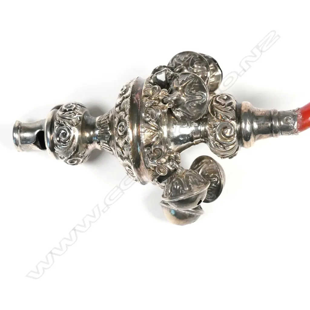 A Victorian silver and coral baby's rattle Image 1++