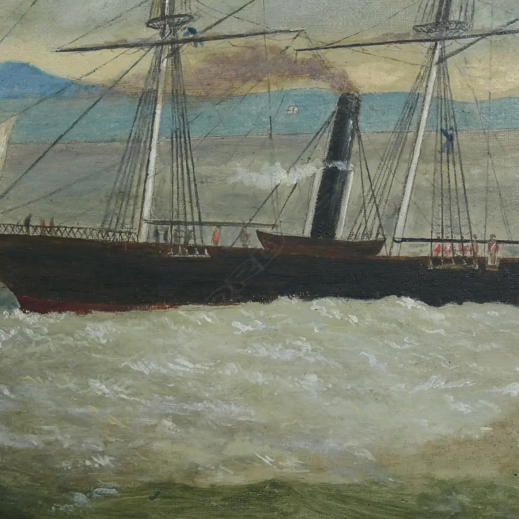 Edwin Harris (1810-1885), New Plymouth Under Siege - Troops Being Ferried Ashore, New Plymouth, 1860, oil on canvas, 370 x 790mm Image 1++