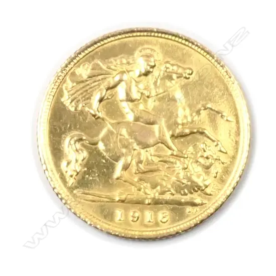 A 1916 gold half sovereign coin