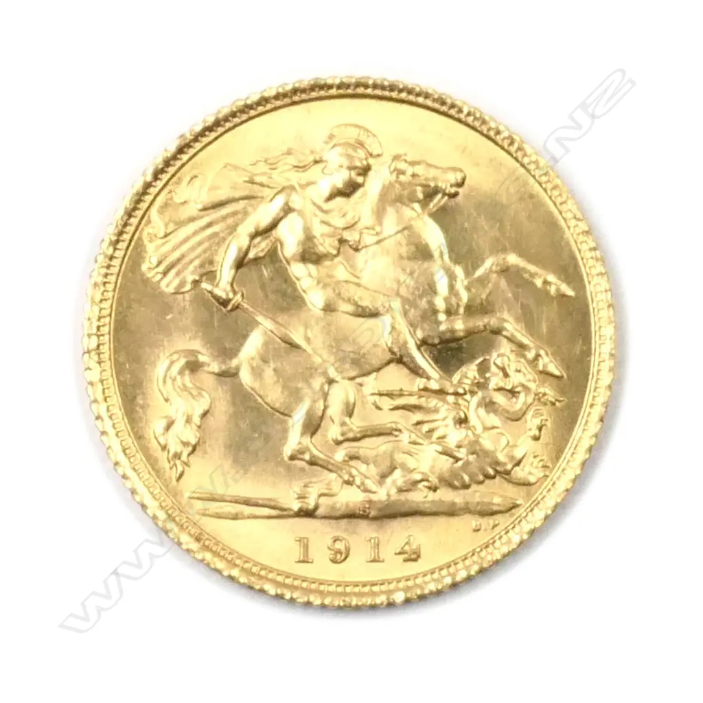 A 1914 gold half sovereign coin Image 1++