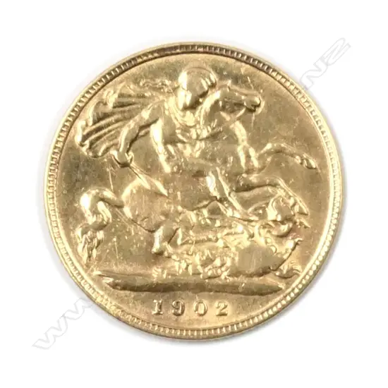 An Edwardian 1902 gold half sovereign coin