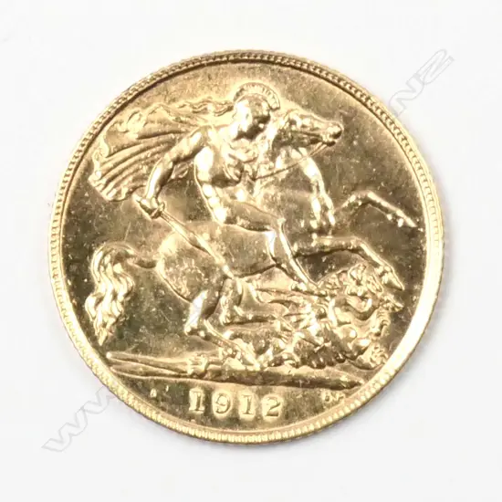 A 1912 gold half sovereign coin