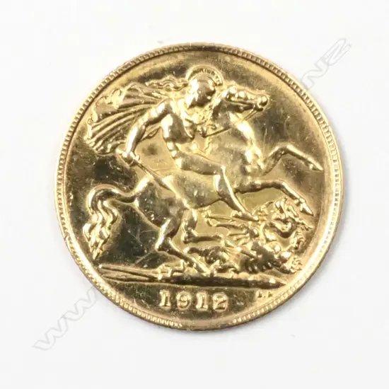 A 1912 gold half sovereign coin
