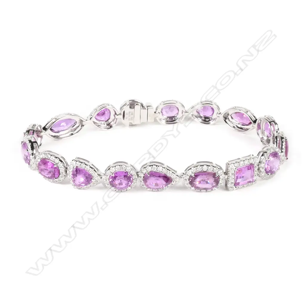 A 14ct white gold sapphire and diamond bracelet Image 1++
