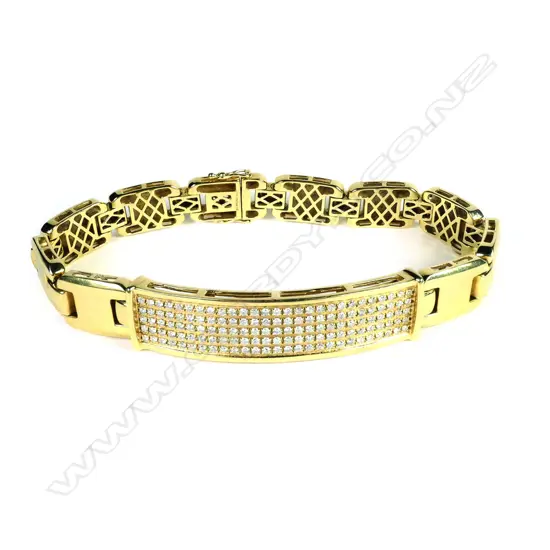 A 10ct yellow gold and diamond heavy bracelet