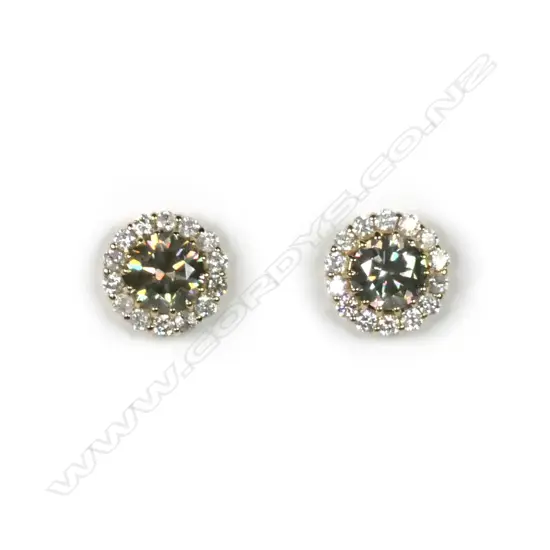 A pair of 14ct gold diamond halo stud earrings