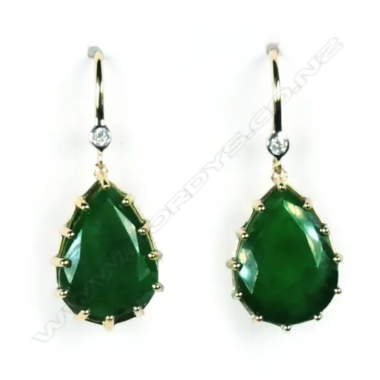 A pair of 14ct gold emerald and diamond earrings