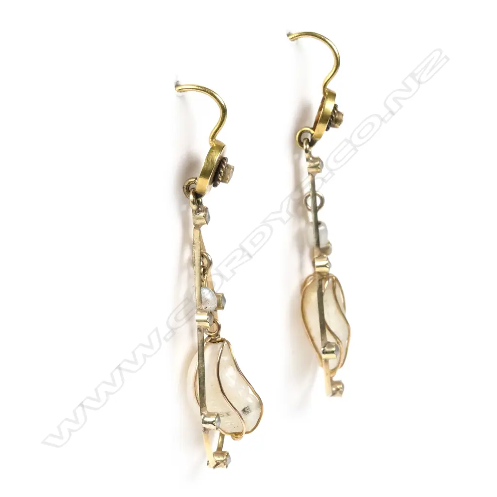 A pair of gold and pearl drop earrings Image 1++