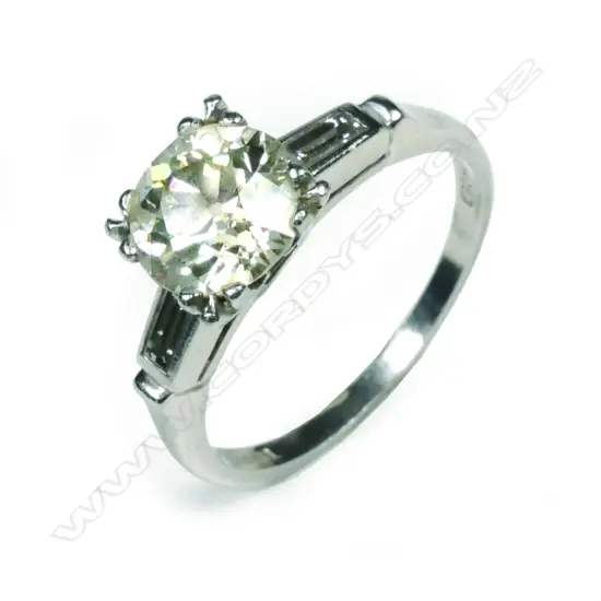 A platinum and diamond solitaire ring