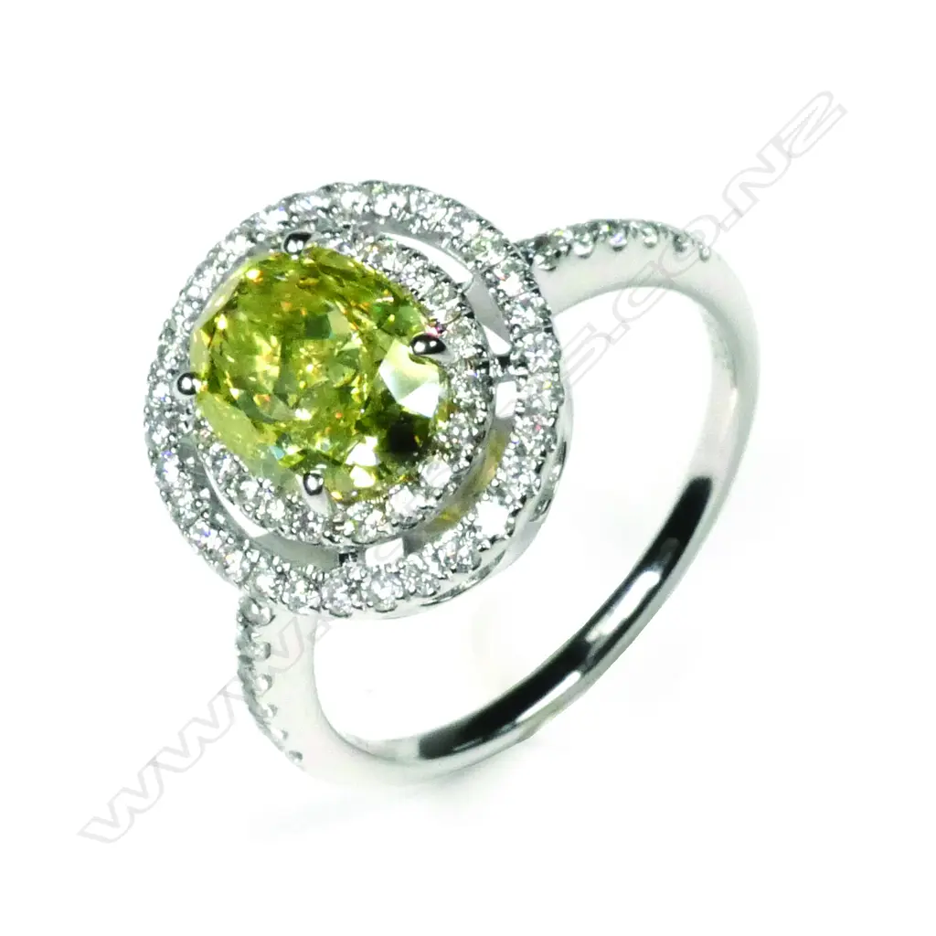 An 18ct white gold diamond double halo ring Image 1++