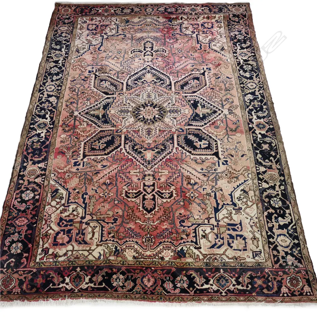An old Persian Heriz hand knotted carpet Image 1++