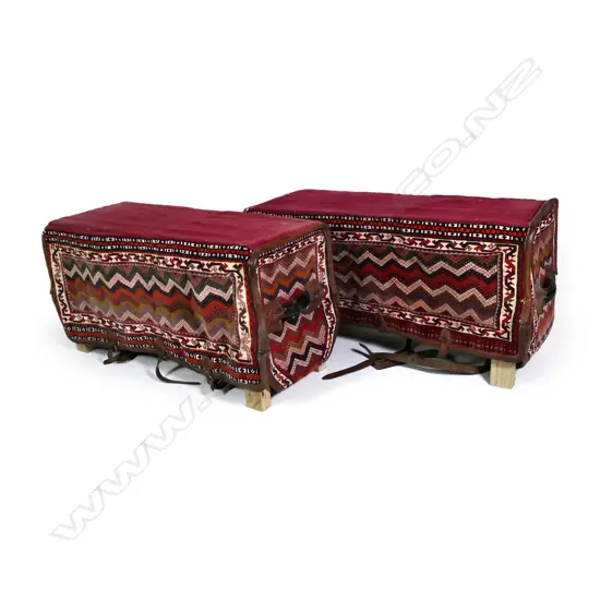 A pair of tribal woven bedding bags