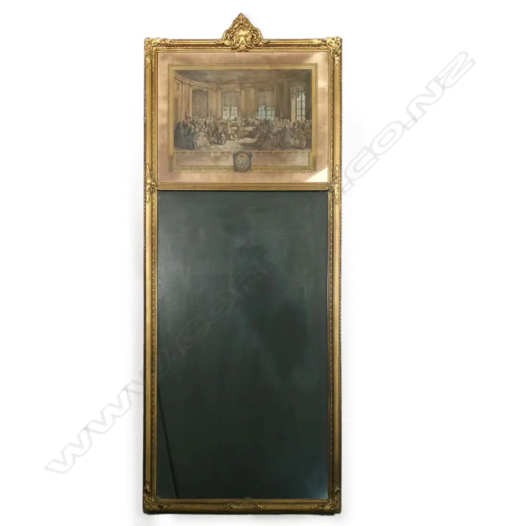 A French gilt framed trumeau mirror Image 1++