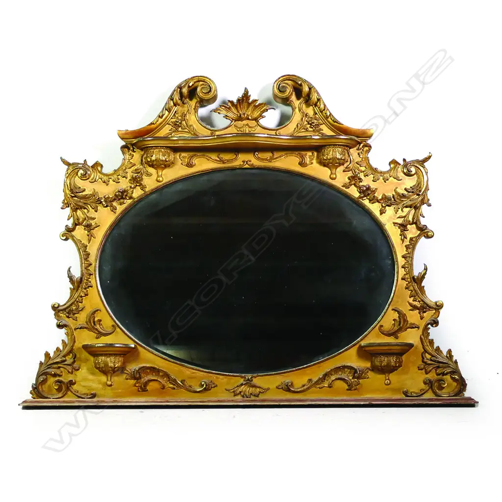 An ornate vintage French style overmantel mirror Image 1++