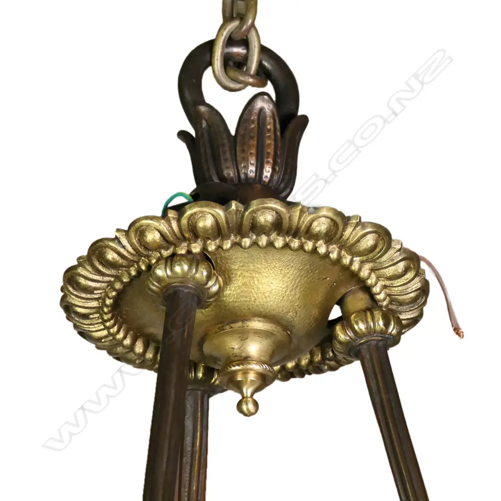 A later electrified 19thC French bronze and ormolu gasolier Image 1++