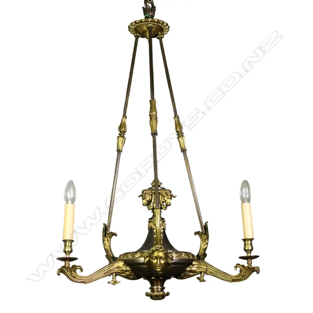 A later electrified 19thC French bronze and ormolu gasolier Image 1++