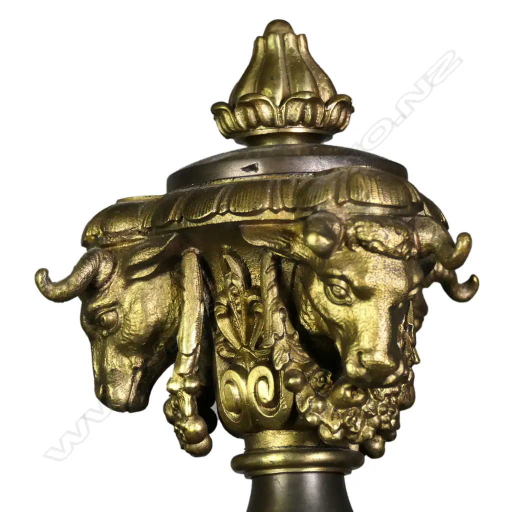 A later electrified 19thC French bronze and ormolu gasolier Image 1++