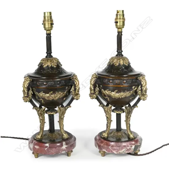 A decorative pair of Louis XVI style table lamps