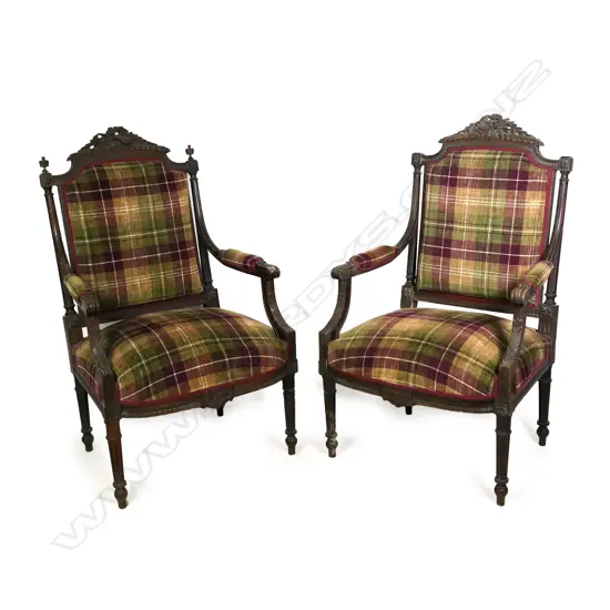 A pair of Louis XVI style fauteuils