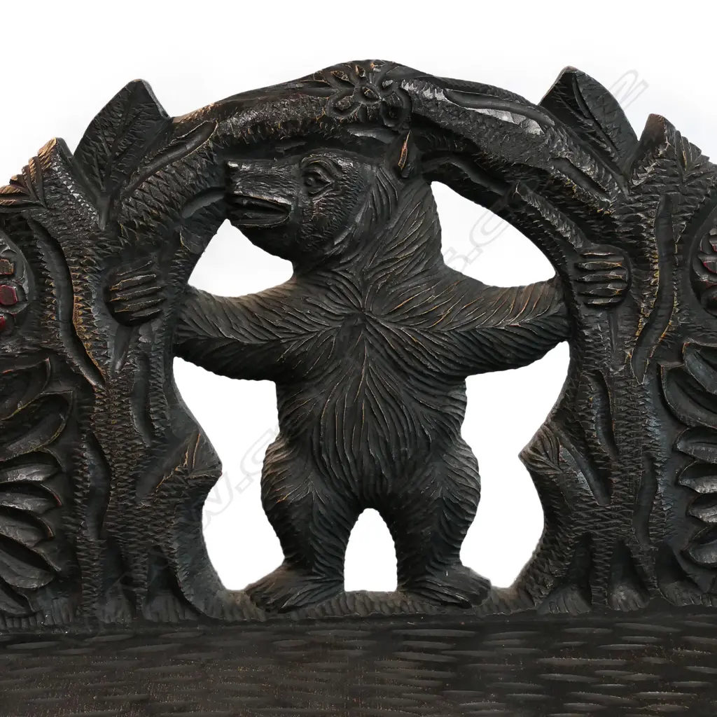 A vintage Black Forest style carved bear bench Image 1++
