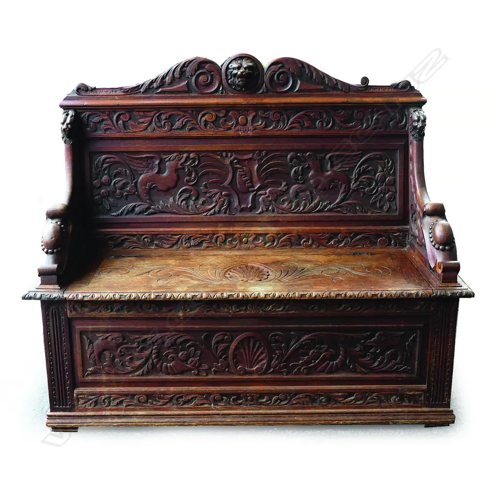 A Victorian oak hall seat Image 1++