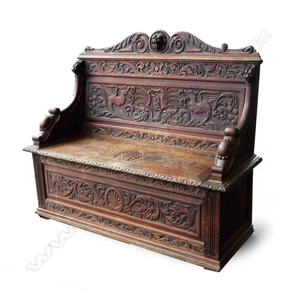 A Victorian oak hall seat Image 1++