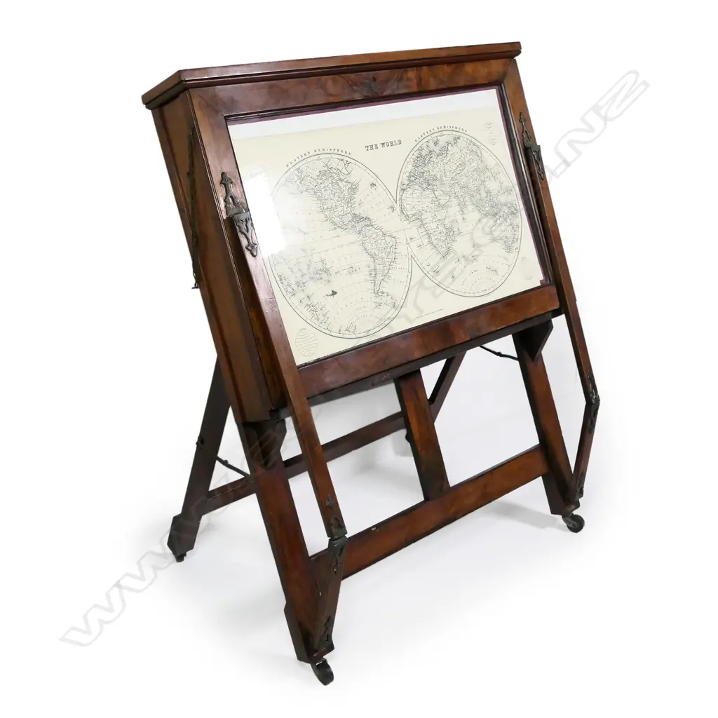 A late Victorian figured mahogany chart display cabinet Image 1++