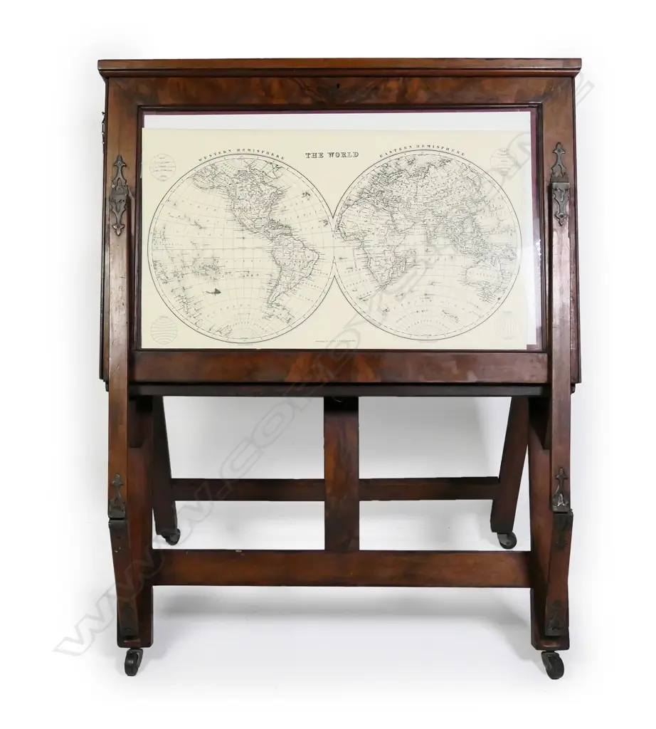 A late Victorian figured mahogany chart display cabinet Image 1++