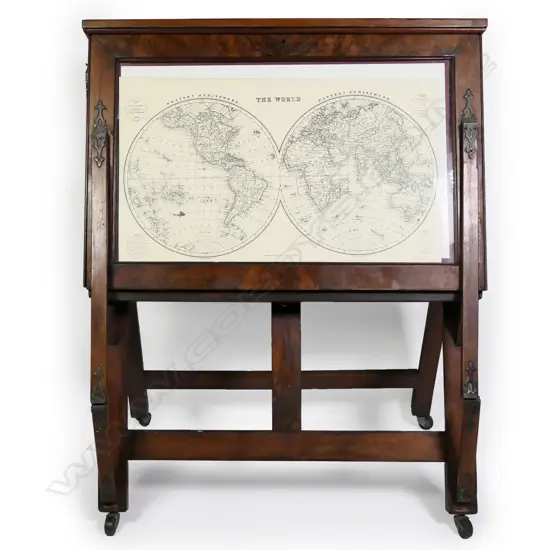 A late Victorian figured mahogany chart display cabinet