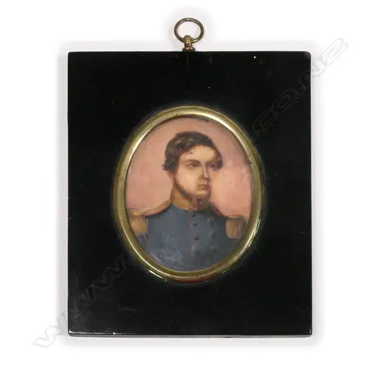 An 19thC miniature portrait of a naval officer