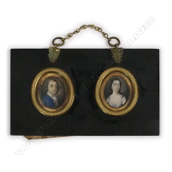 A good pair of 18thC miniature portraits of a man and wife