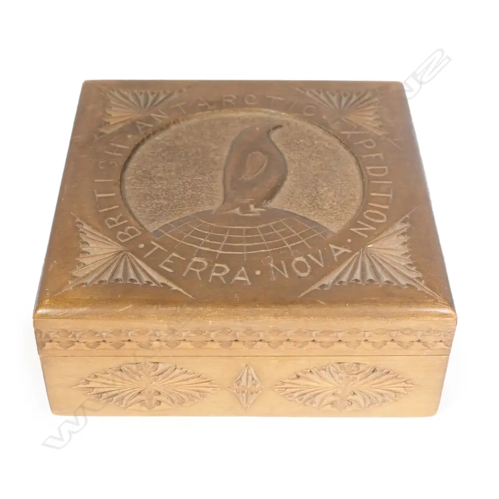 A 'Terra Nova British Antarctic Expedition' carved box Image 1++