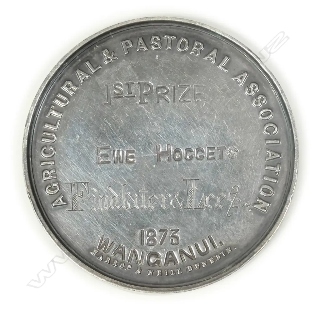 An 1873 Wanganui A&P Assoc. Harrop & Neill silver medal Image 1++