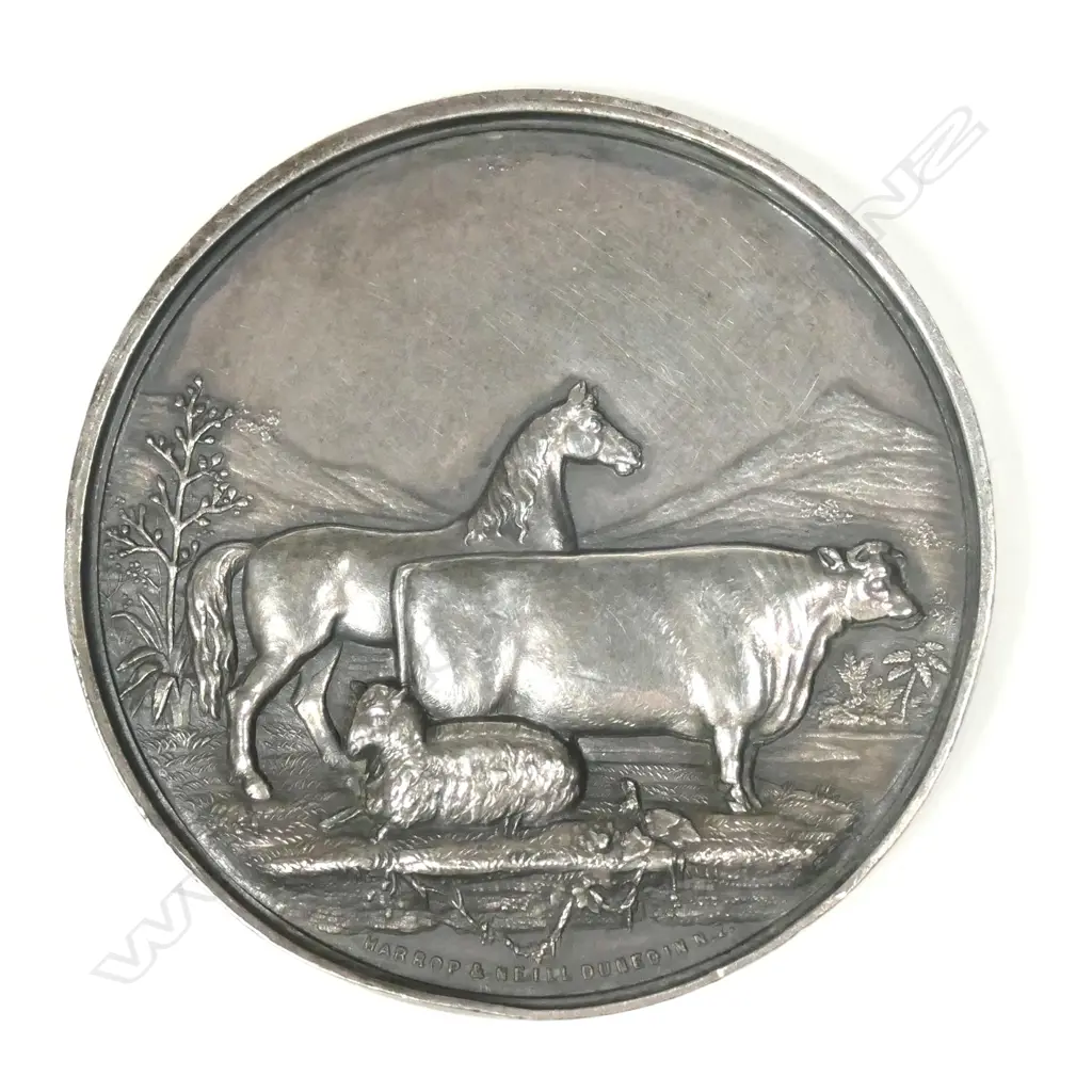 An 1873 Wanganui A&P Assoc. Harrop & Neill silver medal Image 1++