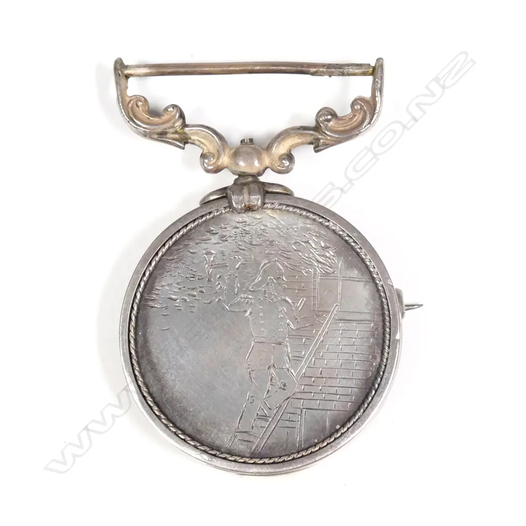 A rare 19thC NZ silver fireman's gallantry medal Image 1++