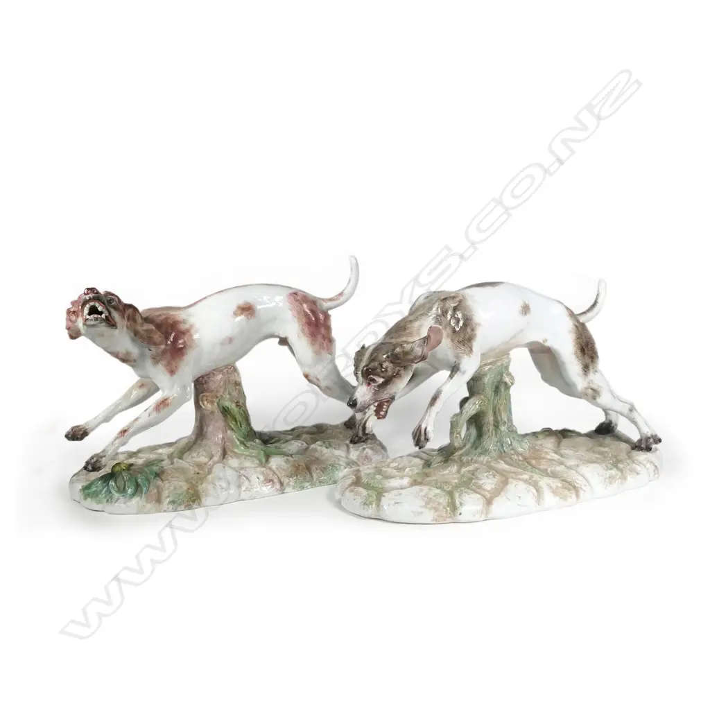 A pair of porcelain studies of hunting hounds Image 1++