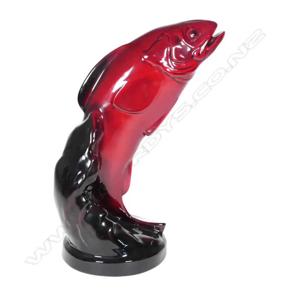 A Royal Doulton flambe leaping trout figure Image 1++