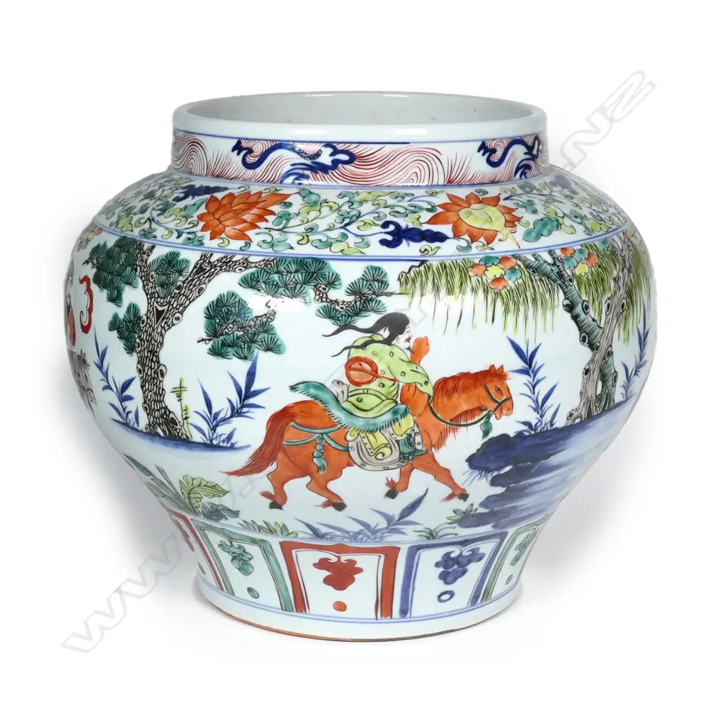 An Oriental large baluster famille rose vase Image 1++