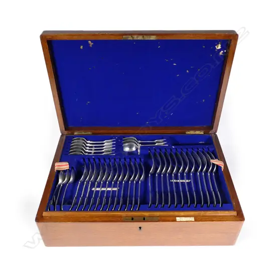 An Edwardian silver cutlery canteen