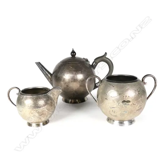 A Victorian Scottish silver three-piece tea set