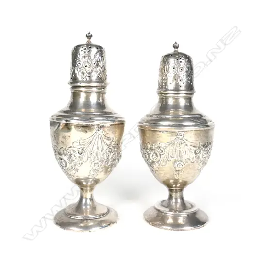 A pair of George III silver casters