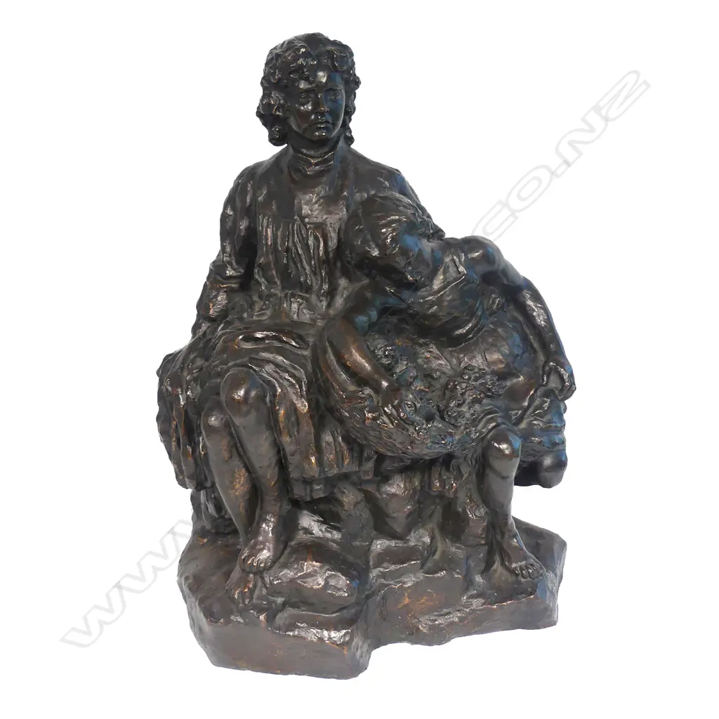 A large bronze figure group by Sara G. Wright (American) Image 1++